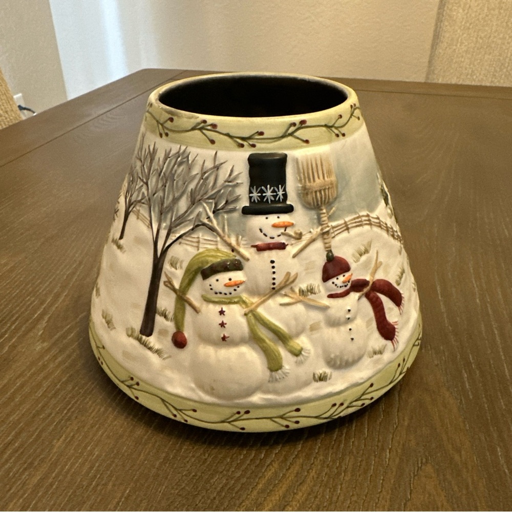 VTG CHRISTMAS SNOWMAN‎ YANKEE CANDLE SMALL Jar Candle Shade Topper